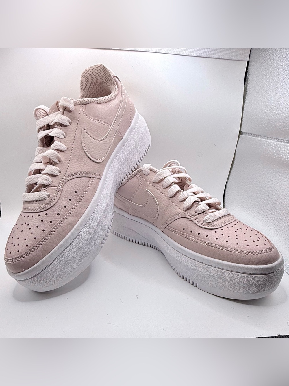 Nike Court Vision Alta Low Top Leather Sneakers Pink Oxford/White DM0113-600
